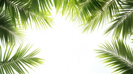 Exotic Palm Foliage in Full Summer Glory, Bringing the Lush Green of Nature to Your Tropical Daydreams with a Clear Center for Text  