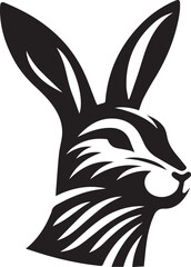 Hare head silhouette black vector