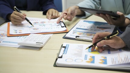 Group of business people discussing work and agreeing to work together. Business people discussing projects in office using laptops. Business people shaking hands in conference room. Video.