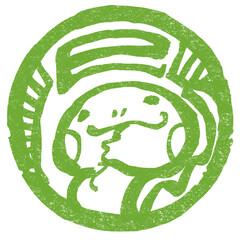 巳年の年賀状素材　まる判子風　みどり