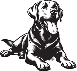 labrador retriever dog silhouette vector design, isolated on a white background.