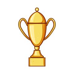 prize gold trophy cartoon. winner honor, accolade recognition, excellence success prize gold trophy sign. isolated symbol vector illustration