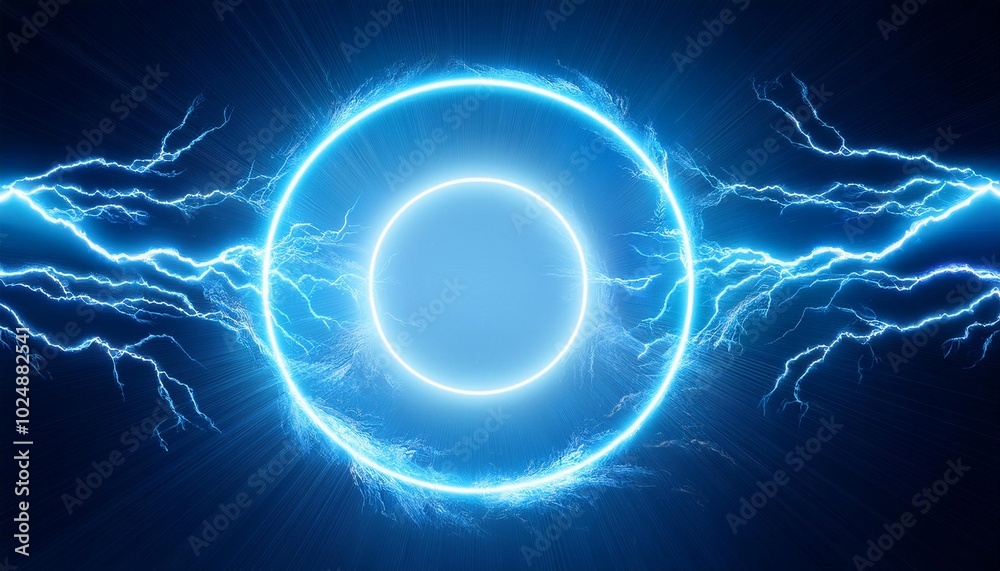 Poster blue portal effect with lightning circle effect