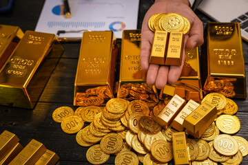 Businessman doing online gold transactions emphasizes the convenience of investing in digital gold....