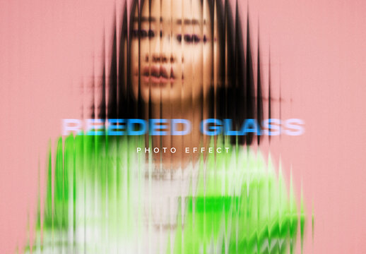 Reeded Glass Image Effect Mockup