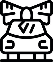 Car present icon in outline style depicting giving vehicle as gift