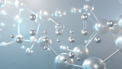 monosodium glutamate molecular structure, 3d model molecule, e621, structural chemical formula view from a microscope