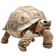 Obraz premium Gentle giant tortoise with a rugged, textured shell and slow, deliberate movements. isolated on transparency background