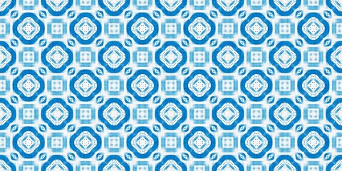 A blue and white geometric pattern featuring wavy square shapes arranged symmetrically in a seamless design. Ideal for backgrounds, wallpapers, and fabric designs.
