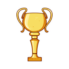 winner gold trophy cartoon. honor accolade, recognition excellence, success competition winner gold trophy sign. isolated symbol vector illustration