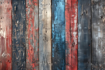 Background of old painted multi-colored wooden boards close up