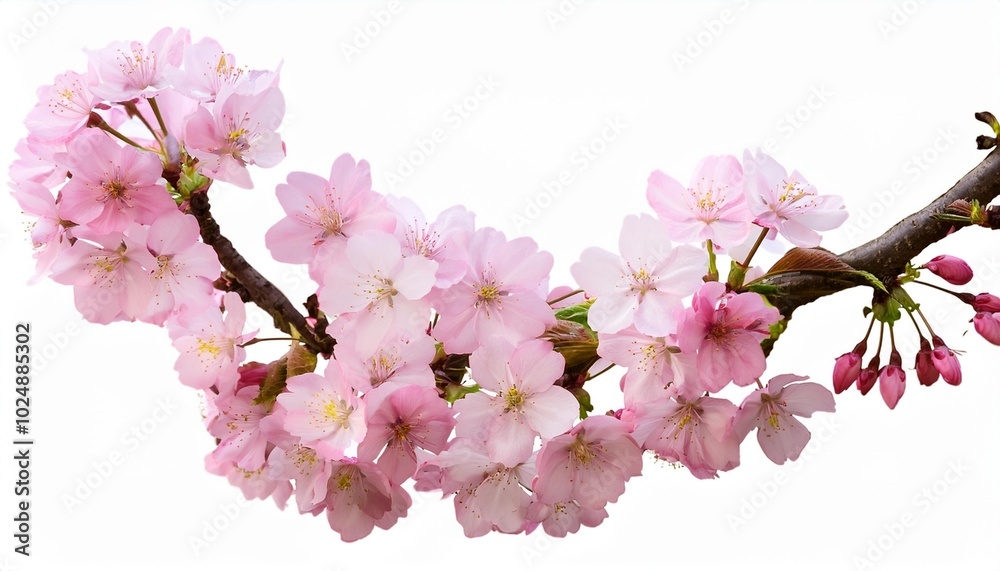 Canvas Prints pink spring cherry blossom flowers on a tree branch isolated against a flat background