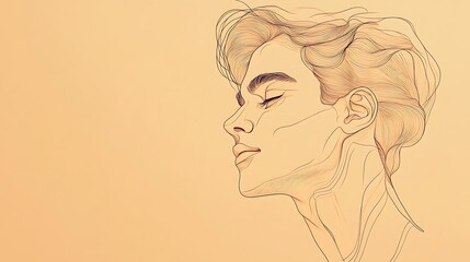 A continuous line art portrait of a man’s profile, sharp and clean lines, simplified features capturing his expression, minimalist style with no additional elements,