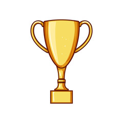 recognition gold trophy cartoon. excellence success, competition contest, triumph prestige recognition gold trophy sign. isolated symbol vector illustration