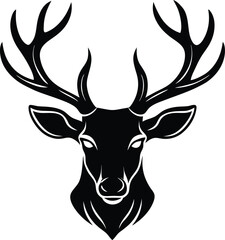 Naklejka premium Vector Deer Head Silhouette Illustration - Minimalist Deer Art for Printable Designs