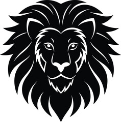 Elegant Lion Head Silhouette Vector Printable Digital Illustration