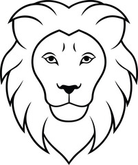 Elegant Lion Head Silhouette Vector Printable Digital Illustration