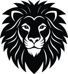 Elegant Lion Head Silhouette Vector Printable Digital Illustration