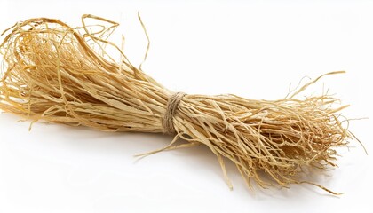 bunch of dried vetiver roots isolated on white background