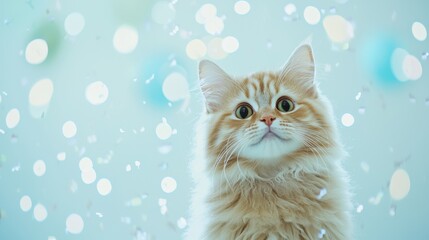 Fototapeta premium Cat Celebrates New Year Countdown Party