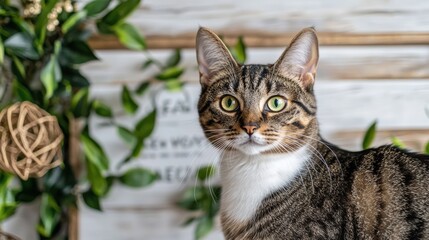 Obraz premium Cat in Front of New Year's Resolution Board