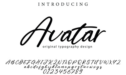 Avatar Font Stylish brush painted an uppercase vector letters, alphabet, typeface