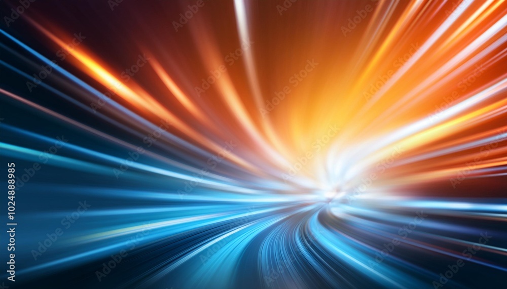 Canvas Prints abstract background with blue and orange blurred bokeh lights speed effect