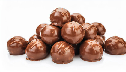 Obraz premium Chocolate candies isolated on white backdrop. Tasty sweets. Delicious treat.
