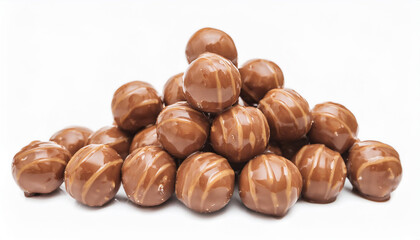 Fototapeta premium Chocolate candies isolated on white backdrop. Tasty sweets. Delicious treat.