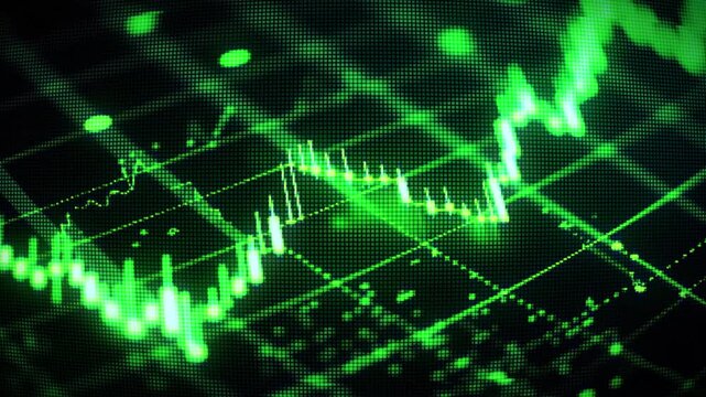bullish market featuring glow green trading candles and up arrows, vibrant glowing green background, financial growth and market prosperity. 4K, Template, Empty, 3D illustration of a 