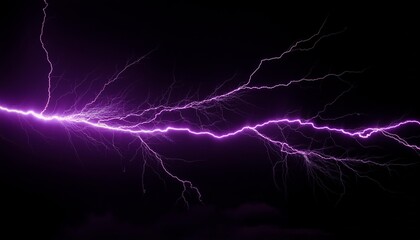 purple lightning impact effect on plain black background from long shot