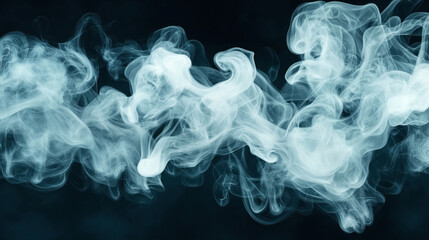 Fototapeta premium Abstract swirling white smoke patterns on a dark background creating a mysterious and ethereal visual effect.