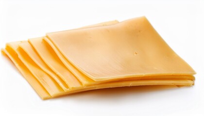 square slices of processed cheese isolated
