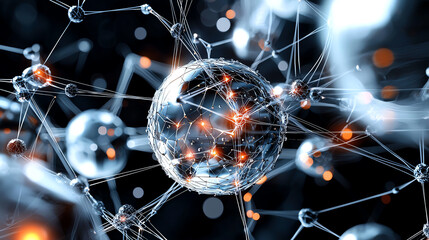 Abstract representation of molecular structures with glowing connections.