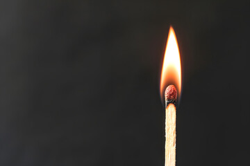 Burning Matchstick Set Against a Black Background | Captivating Visual of Flame and Light