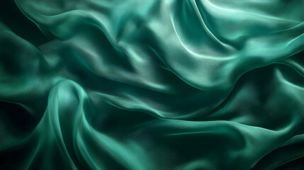 Fototapeta premium Abstract Background of Green Fabric - Flowing Textile Texture
