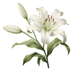 Fototapeta premium PNG Botanical illustration lily flower blossom plant.