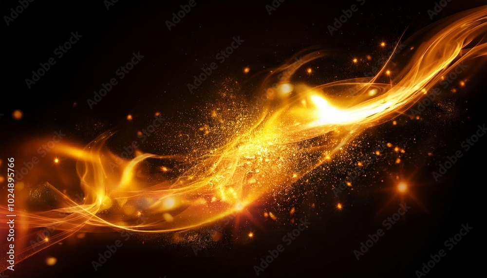 Wall mural energetic abstract flame with sparkling particle effects