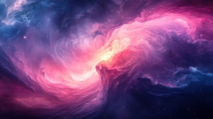 Purple and blue swirly background with stars and a black background