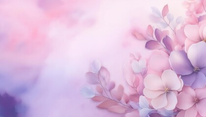 Obraz premium Soft Dreamy Floral Watercolor Background. Gentle Pink and Purple Blossoms for Wedding Invitations, Greeting Cards, or Spring Themed Designs