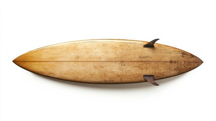 Obraz premium Vintage Surfboard Isolated on White Background. Action Shot with Custom Design and Copy Space