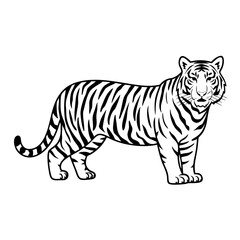  Elegant Tiger Illustration in Monochrome Vector Art Style for Wildlife and Design