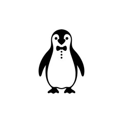 Naklejka premium Cute Penguin Wearing Bow Tie Vector Illustration for Children's Design