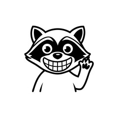  Smiling Cartoon Raccoon Vector Waving Cute Animal Illustration 