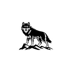 Fototapeta premium Majestic Wolf Standing on Mountain Vector Illustration for Wildlife Themes