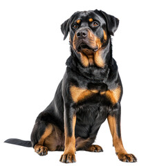 Fototapeta premium Rottweiler with a strong, confident posture and distinctive markings. isolated on transparency background
