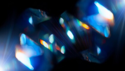 blue light flare prism rainbow flares overlay effect on black background light crossing crystals prismatic sun catcher reflections rays abstract blurred colourful lens flare bokeh on d generative ai