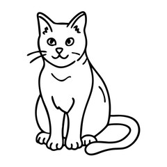 Fototapeta premium Outline Illustration of Sitting Cat Vector for Design and Decor Projects