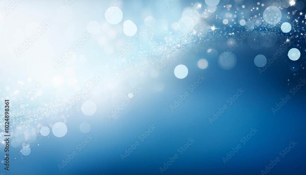 Sticker abstract blue and white background with smooth gradient and glowing particles