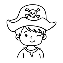  Cute Pirate Character Vector Illustration with Skull Hat and Winking Expression